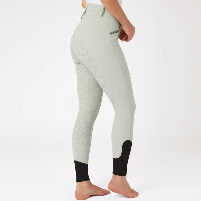 Horze Women's Dina Crystal Detailed Silicone Full Seat Breeches - Aqua Grey 3 Horze Women's Dina Crystal Detailed Silicone Full Seat Breeches - Aqua Grey - Image 3
