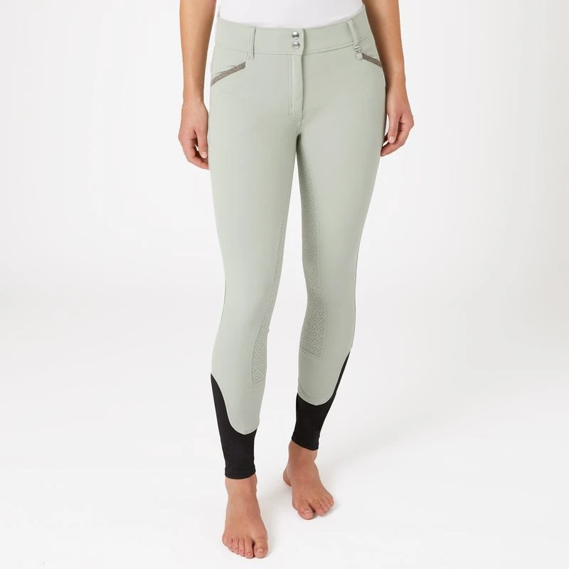 Horze Women's Dina Crystal Detailed Silicone Full Seat Breeches - Aqua Grey 4 Horze Women's Dina Crystal Detailed Silicone Full Seat Breeches - Aqua Grey - Image 4