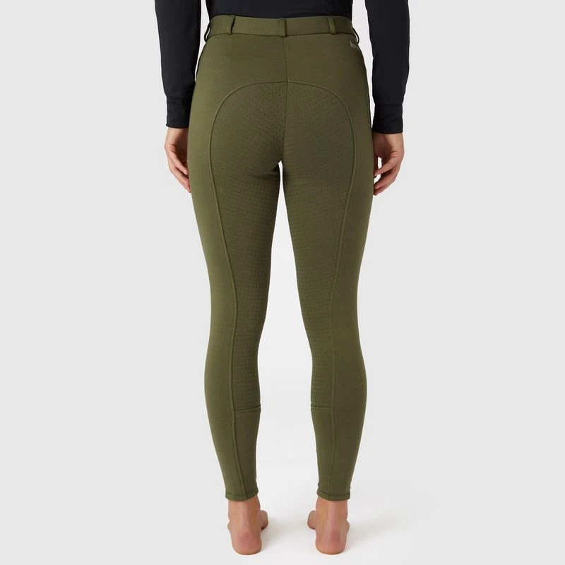 Horze Women's Active Full Seat Breeches - Beetle Khaki Green 2 Horze Women's Active Full Seat Breeches - Beetle Khaki Green - Image 2