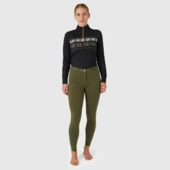 Horze Women's Active Full Seat Breeches - Beetle Khaki Green 7 Horze Women's Active Full Seat Breeches - Beetle Khaki Green -Tack Of The Day Store 602024 800 800