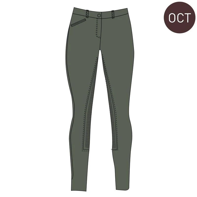 Horze Women's Active Full Seat Breeches - Beetle Khaki Green 5 Horze Women's Active Full Seat Breeches - Beetle Khaki Green - Image 5