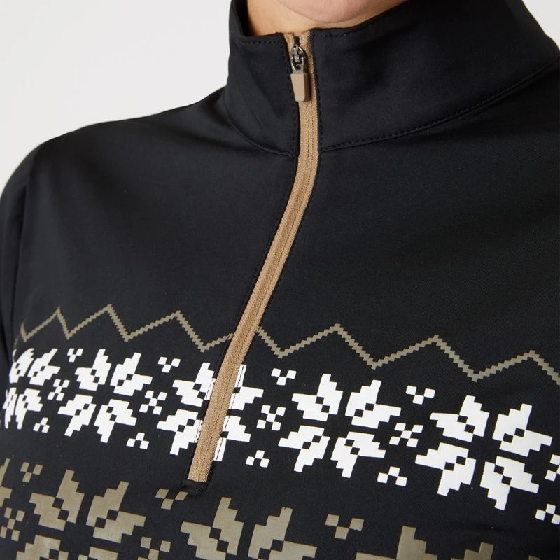 Horze Women's Emily Training Shirt W/Snowflake Print - Black 2 Horze Women's Emily Training Shirt W/Snowflake Print - Black - Image 2