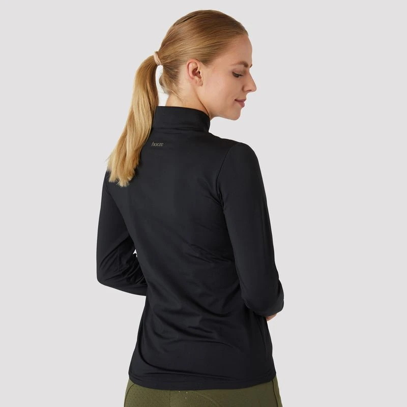 Horze Women's Emily Training Shirt W/Snowflake Print - Black 3 Horze Women's Emily Training Shirt W/Snowflake Print - Black - Image 3