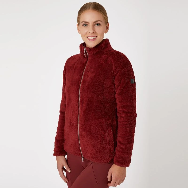 Horze Women's Merida Fleece Jacket - Merlot 3 Horze Women's Merida Fleece Jacket - Merlot - Image 3