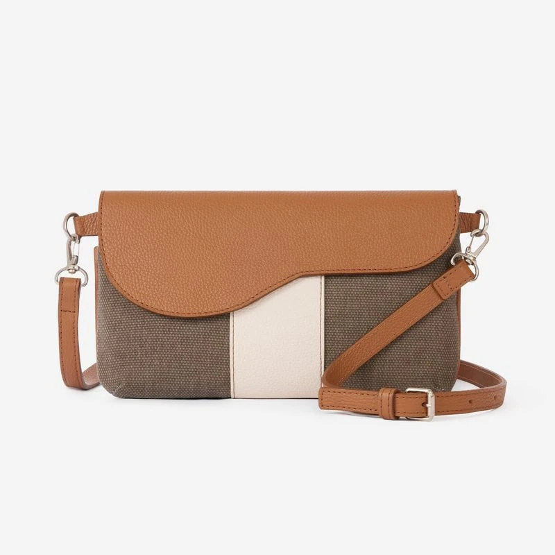 Oughton Vintage Canvas Paddock Crossbody - Timeless Taupe/Caramel 1 Oughton Vintage Canvas Paddock Crossbody - Timeless Taupe/Caramel
