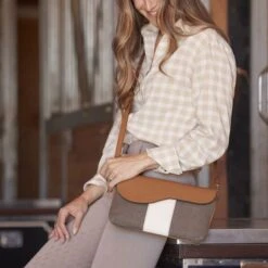 Oughton Vintage Canvas Paddock Crossbody - Timeless Taupe/Caramel 7 Oughton Vintage Canvas Paddock Crossbody - Timeless Taupe/Caramel -Tack Of The Day Store 603832 800 800