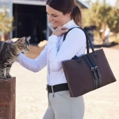 Oughton Half Halt Classic Canvas Handbag - Heritage Brown/Black -Tack Of The Day Store 603843 800 800