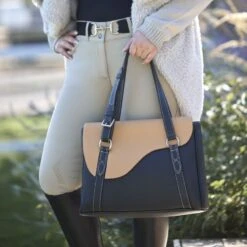 Oughton Paddock Lux Shoulder Bag - Classic Black/Tan -Tack Of The Day Store 603908 800 800