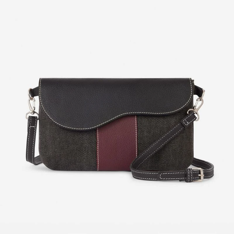 Oughton Vintage Canvas Paddock Crossbody - Graphite/Bordeaux 1 Oughton Vintage Canvas Paddock Crossbody - Graphite/Bordeaux