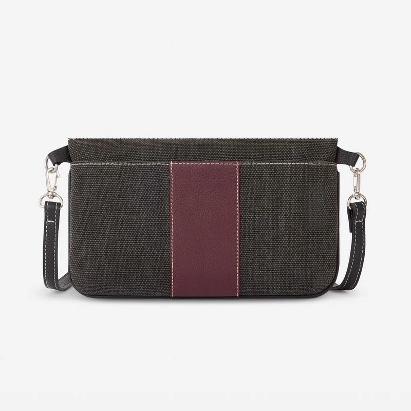 Oughton Vintage Canvas Paddock Crossbody - Graphite/Bordeaux 5 Oughton Vintage Canvas Paddock Crossbody - Graphite/Bordeaux - Image 5