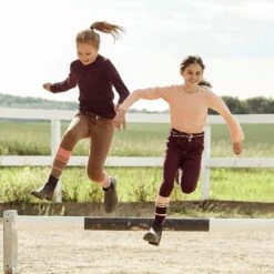 Horze Kids' Morgan Knee Patch Breeches - Fig Purple -Tack Of The Day Store 607761 800 800