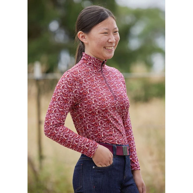 Kerrits Kids' Always Cool Print Ice Fil Long Sleeve Shirt - Sangria Make Your Luck 2 Kerrits Kids' Always Cool Print Ice Fil Long Sleeve Shirt - Sangria Make Your Luck - Image 2