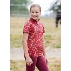 Kerrits Kids' Always Cool Print Ice Fil Short Sleeve Shirt - Ruby Lucky Paisley -Tack Of The Day Store 609268 800 800