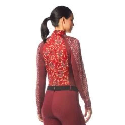 Kerrits Women's Always Cool Print Ice Fil Long Sleeve Shirt - Ruby Lucky Paisley/Sangria -Tack Of The Day Store 610278 800 800