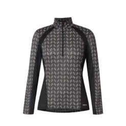 Kerrits Women's Always Cool Print Ice Fil Long Sleeve Shirt - Black Iron Bouquet/Black