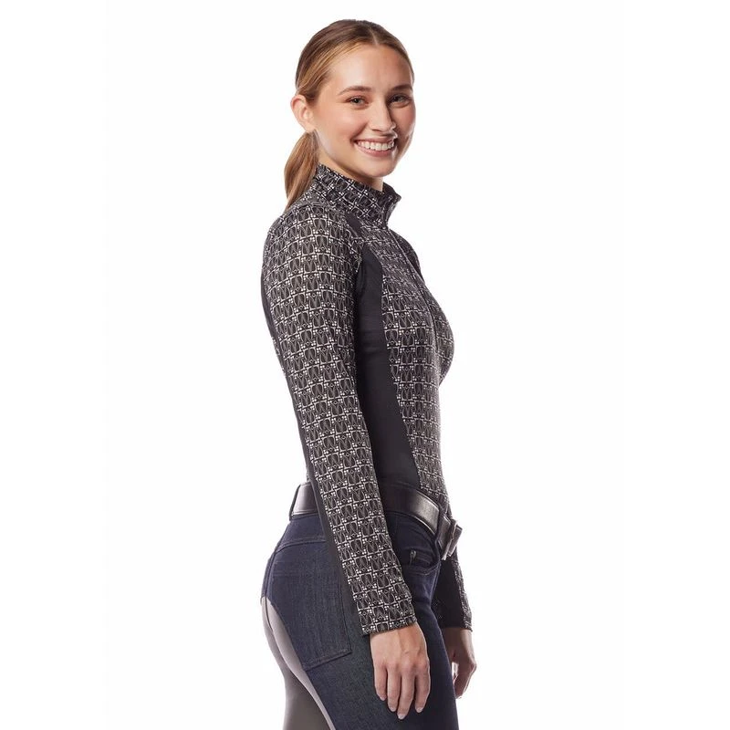 Kerrits Women's Always Cool Print Ice Fil Long Sleeve Shirt - Black Iron Bouquet/Black 4 Kerrits Women's Always Cool Print Ice Fil Long Sleeve Shirt - Black Iron Bouquet/Black - Image 4