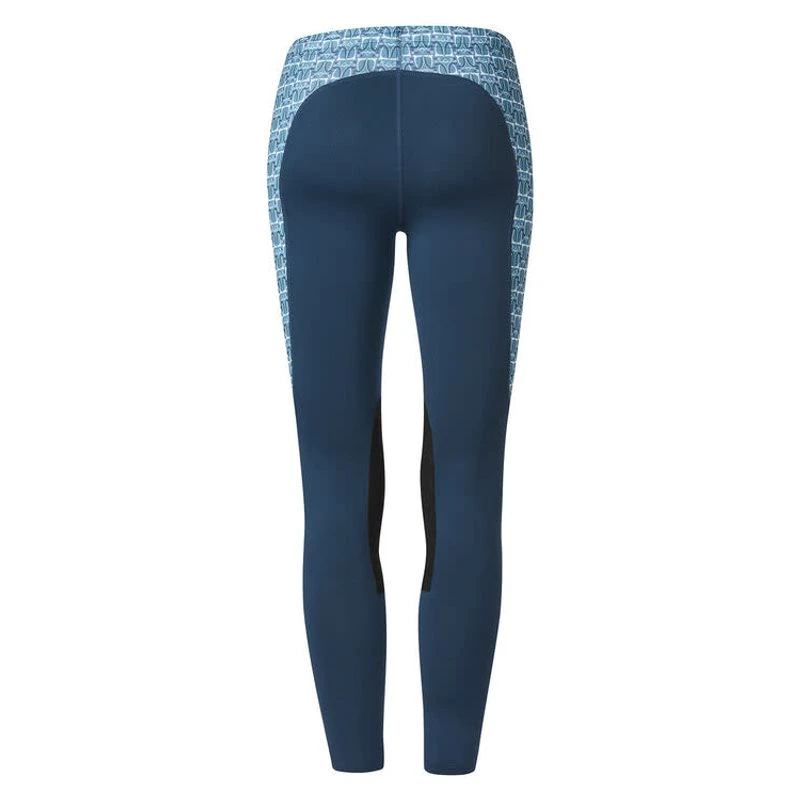 Kerrits Kids' Knee Patch Performance Tights - Lagoon/Peacock Iron Bouquet 2 Kerrits Kids' Knee Patch Performance Tights - Lagoon/Peacock Iron Bouquet - Image 2