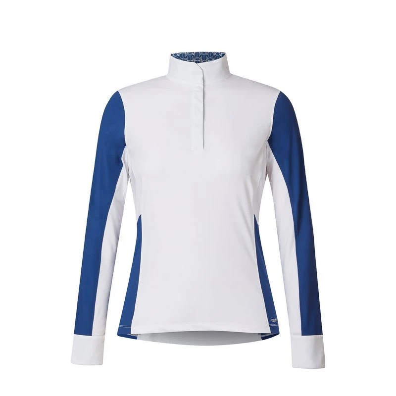 Kerrits Women's Affinity Long Sleeve Show Shirt - True Blue/Iron Bouquet 1 Kerrits Women's Affinity Long Sleeve Show Shirt - True Blue/Iron Bouquet