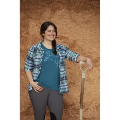 Kerrits Women's Triple Chill Sun Shirt - Topaz Plaid -Tack Of The Day Store 611250 800 800