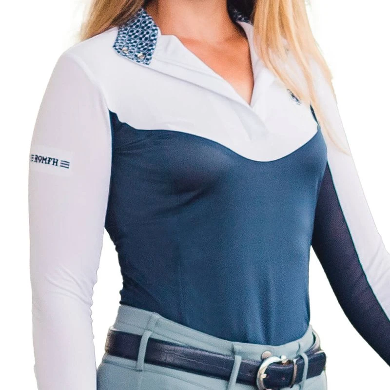 Romfh Women's Infinity Long Sleeve Show Shirt - Navy/White 1 Romfh Women's Infinity Long Sleeve Show Shirt - Navy/White