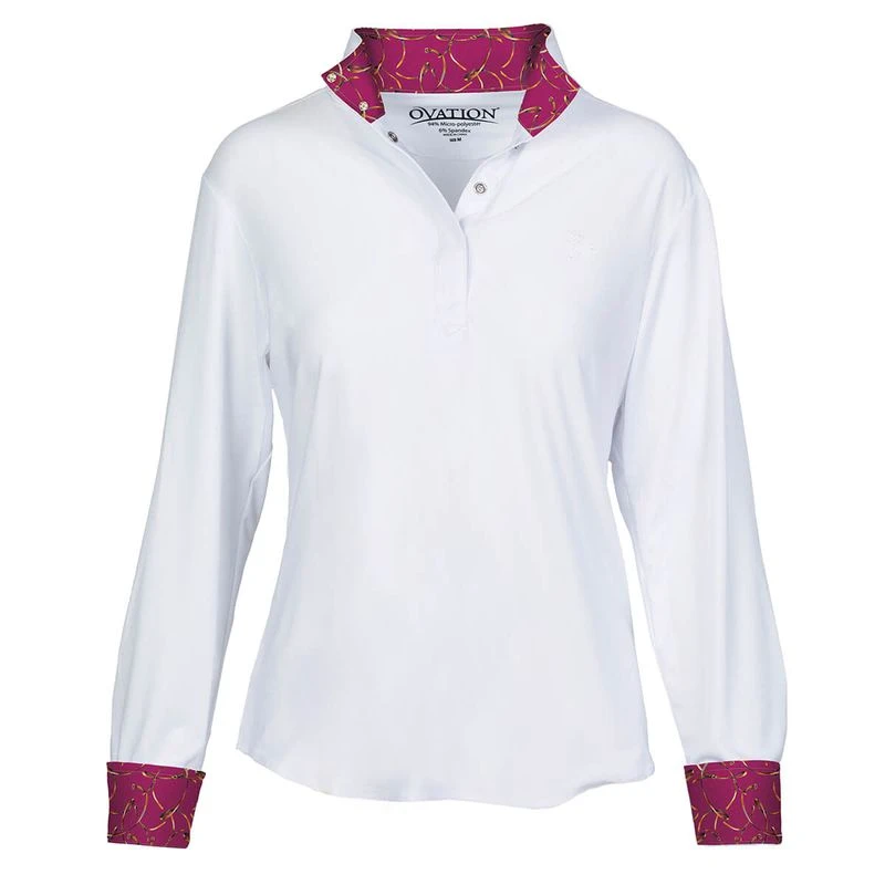 Ovation Women's Jorden Full Snap Show Shirt - White/Vintage Rein Orchid 1 Ovation Women's Jorden Full Snap Show Shirt - White/Vintage Rein Orchid
