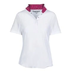 Ovation Women's Jorden Quarter Snap Short Sleeve Show Shirt - White/Vintage Rein Orchid