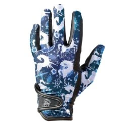 Ovation Cool Rider Gloves - Blue Whimsical Horses
