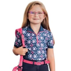 Romfh Kids' Chill Factor Printed Short Sleeve Sun Shirt - Lilly Bits Juicy Pink/Navy