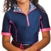 Romfh Kids' Chill Factor Short Sleeve Sun Shirt - Navy/Lilly Bits Juicy Pink