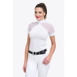 Cavalliera Women's Marielle Short Sleeve Show Shirt - White/White -Tack Of The Day Store 644266 800 800