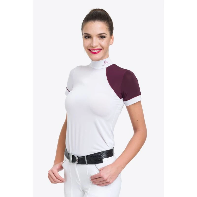 Cavalliera Women's Simply Dame Short Sleeve Show Shirt - White/Aubergine/Aubergine 2 Cavalliera Women's Simply Dame Short Sleeve Show Shirt - White/Aubergine/Aubergine - Image 2