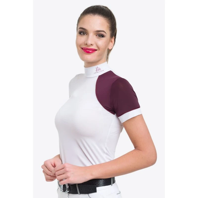 Cavalliera Women's Simply Dame Short Sleeve Show Shirt - White/Aubergine/Aubergine 3 Cavalliera Women's Simply Dame Short Sleeve Show Shirt - White/Aubergine/Aubergine - Image 3