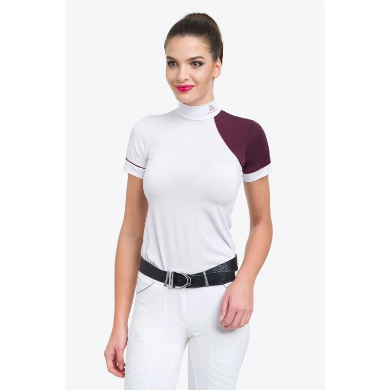 Cavalliera Women's Simply Dame Short Sleeve Show Shirt - White/Aubergine/Aubergine 4 Cavalliera Women's Simply Dame Short Sleeve Show Shirt - White/Aubergine/Aubergine - Image 4