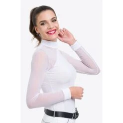 Cavalliera Women's Marielle Long Sleeve Show Shirt - White/White -Tack Of The Day Store 644349 800 800