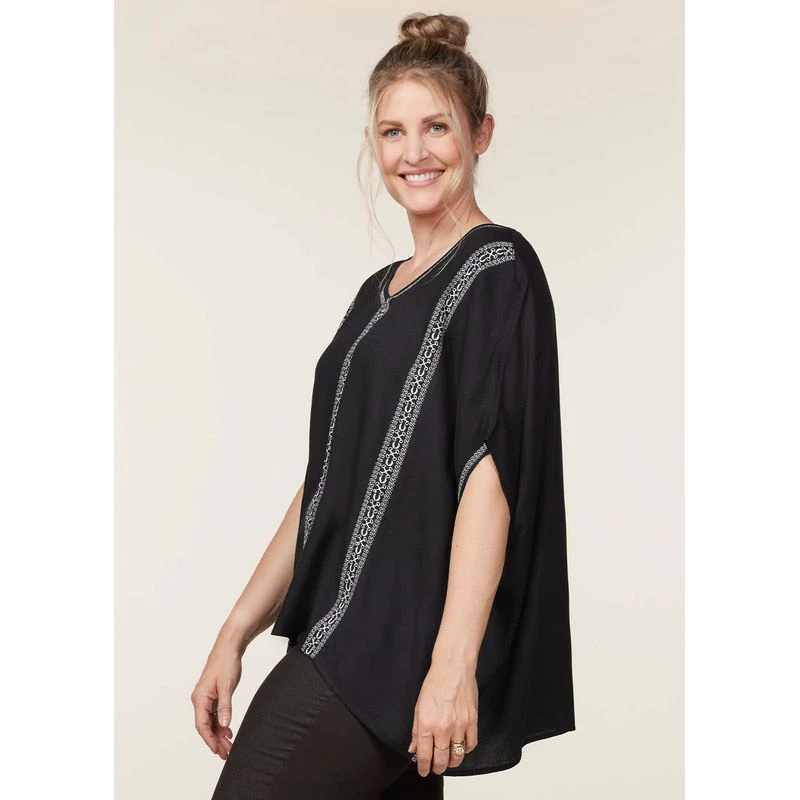 EQL Women's Embroidered EQ Stripe Top - Black 3 EQL Women's Embroidered EQ Stripe Top - Black - Image 3