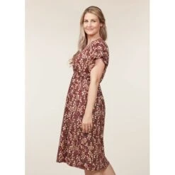 EQL Women's Inspired V-Neck Dress - Sangria Hoofprint Meadow -Tack Of The Day Store 645024 800 800