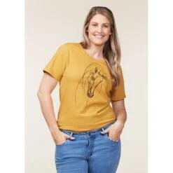EQL Women's Graceful Horse T-Shirt - Dijon 7 EQL Women's Graceful Horse T-Shirt - Dijon -Tack Of The Day Store 645220 800 800