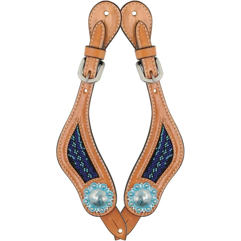 Western Rawhide Turquoise Beads Spur Straps - Golden 1 Western Rawhide Turquoise Beads Spur Straps - Golden