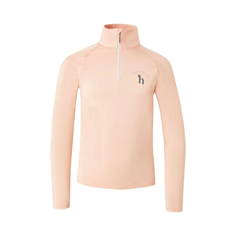 Horze Kids' Lola Long Sleeved Half Zip Tech Shirt - Shrimp Pink 1 Horze Kids' Lola Long Sleeved Half Zip Tech Shirt - Shrimp Pink