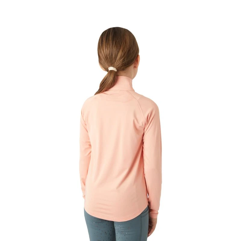 Horze Kids' Lola Long Sleeved Half Zip Tech Shirt - Shrimp Pink 3 Horze Kids' Lola Long Sleeved Half Zip Tech Shirt - Shrimp Pink - Image 3