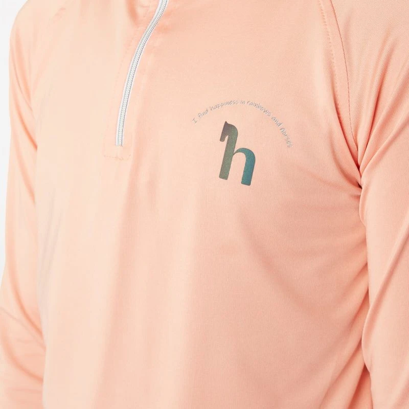 Horze Kids' Lola Long Sleeved Half Zip Tech Shirt - Shrimp Pink 4 Horze Kids' Lola Long Sleeved Half Zip Tech Shirt - Shrimp Pink - Image 4
