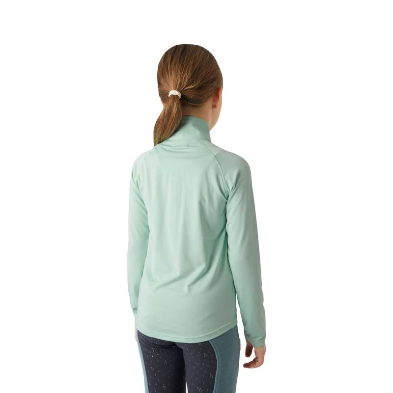 Horze Kids' Lola Long Sleeved Half Zip Tech Shirt - Dusty Aqua 3 Horze Kids' Lola Long Sleeved Half Zip Tech Shirt - Dusty Aqua - Image 3