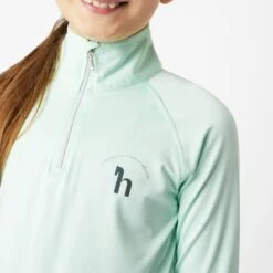 Horze Kids' Lola Long Sleeved Half Zip Tech Shirt - Dusty Aqua 7 Horze Kids' Lola Long Sleeved Half Zip Tech Shirt - Dusty Aqua -Tack Of The Day Store 651003 800 800