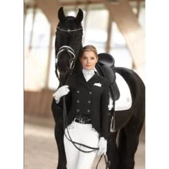 Fair Play Women's Alissa Fleur Dressage Short Tail Coat - Black -Tack Of The Day Store 655284 800 800