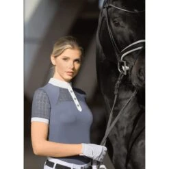 Fair Play Women's Aiko Short Sleeve Competition Shirt - Steel Blue -Tack Of The Day Store 655488 800 800