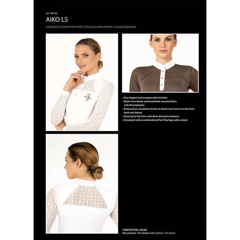 Fair Play Women's Aiko Long Sleeve Competition Shirt - Taupe Grey 3 Fair Play Women's Aiko Long Sleeve Competition Shirt - Taupe Grey - Image 3