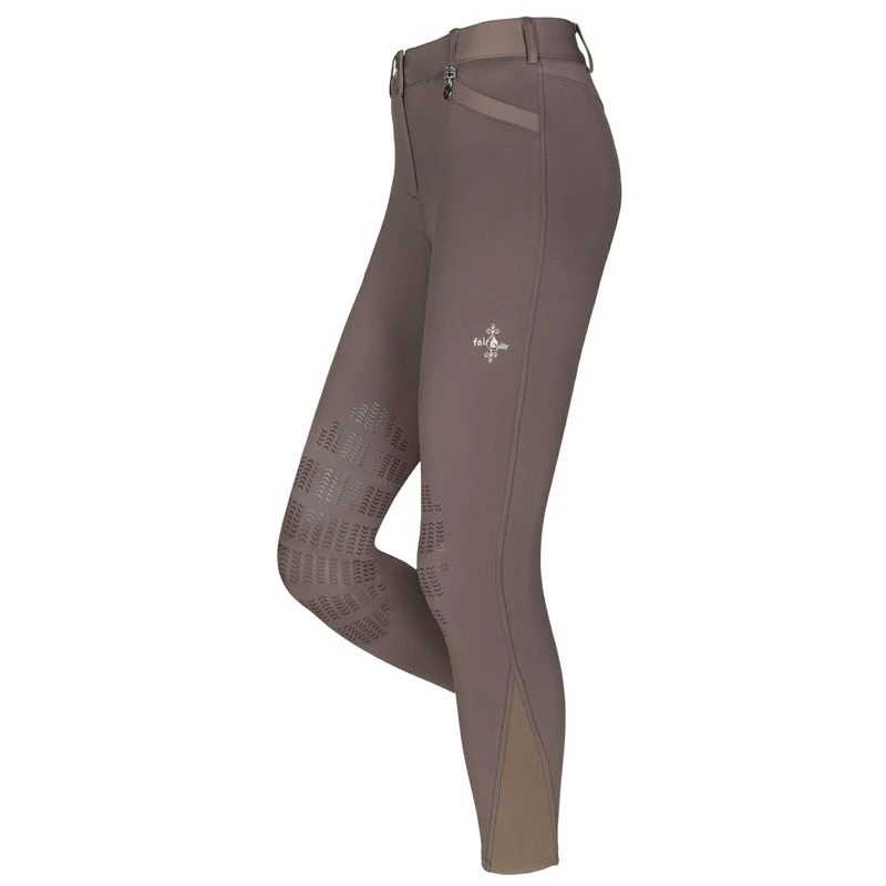 Fair Play Women's Johanna Knee Patch Breeches - Taupe Grey 1 Fair Play Women's Johanna Knee Patch Breeches - Taupe Grey