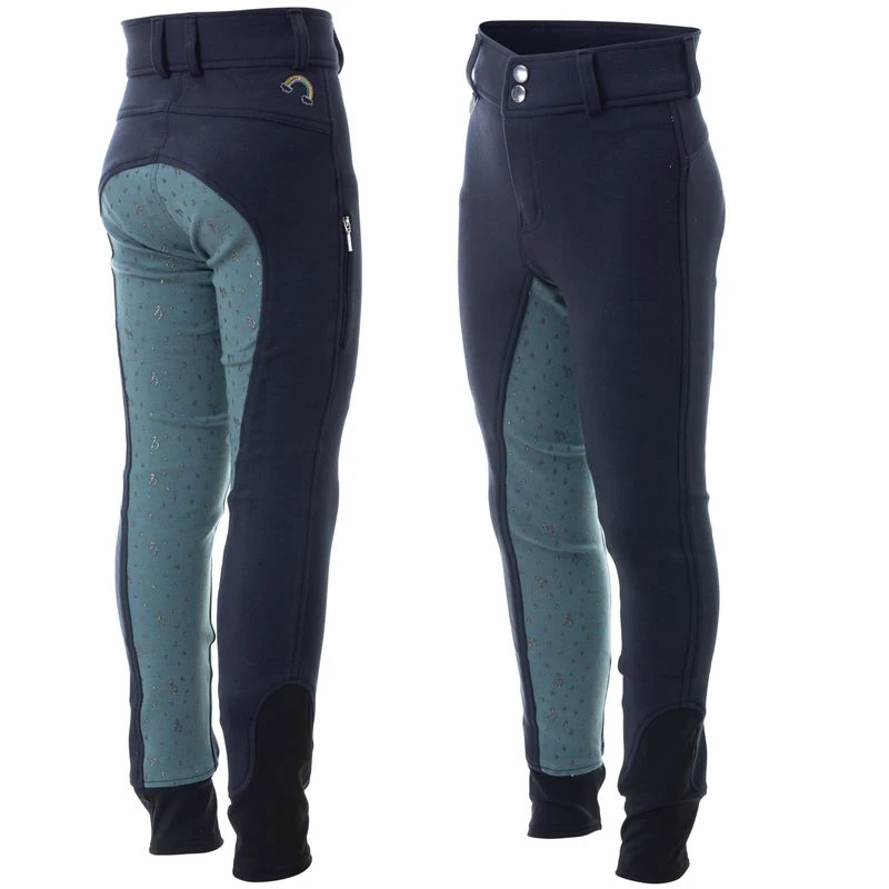 Horze Kids' Samara Full Seat Breeches - Dark Navy 1 Horze Kids' Samara Full Seat Breeches - Dark Navy