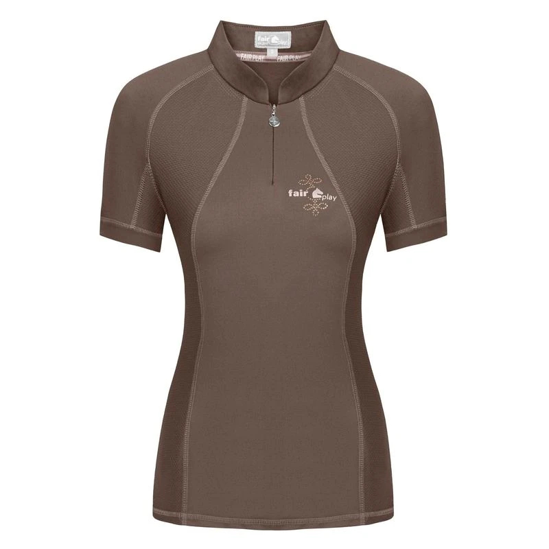 Fair Play Women's Paula Short Sleeve Tech Shirt - Taupe Grey 1 Fair Play Women's Paula Short Sleeve Tech Shirt - Taupe Grey