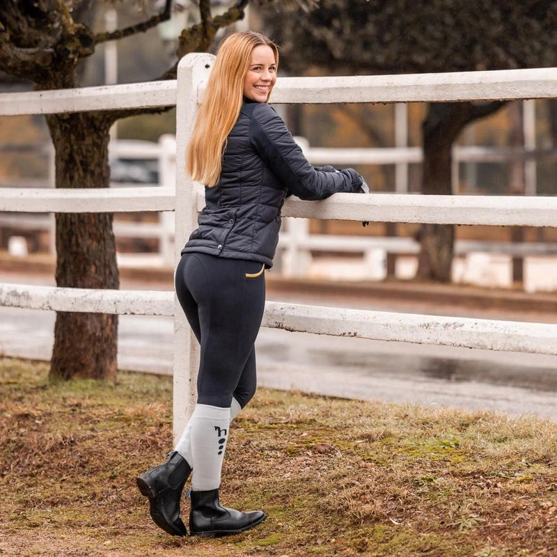 Horze Women's Lucinda High Waist Knee Patch Tights - Dark Navy 3 Horze Women's Lucinda High Waist Knee Patch Tights - Dark Navy - Image 3